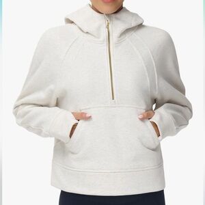 The Gym People Hoodie Half Zip Long Sleeve Fleece Crop Pullover Sweatshirt-Sz. L